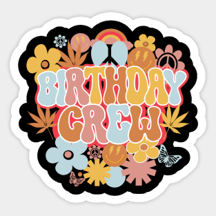 Birthday Crew Retro Groovy Sticker